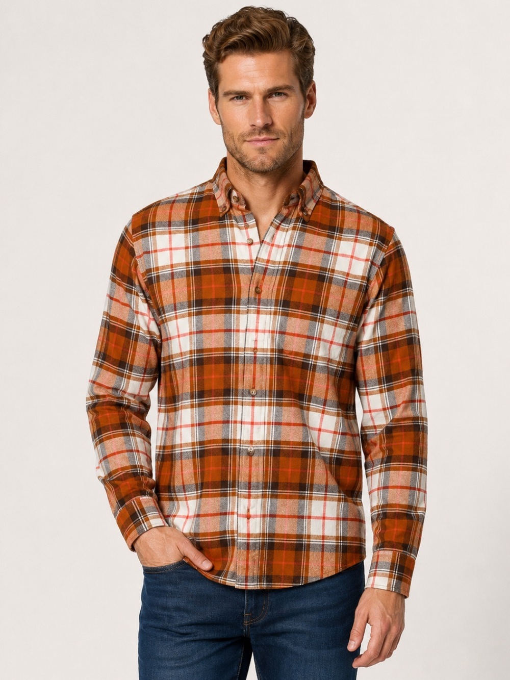 LANDSEND Men's Traditional Fit Flagship Flannel Shirt
